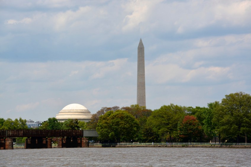 Washington DC, monuments, Jefferson Memorial, Washington Monument